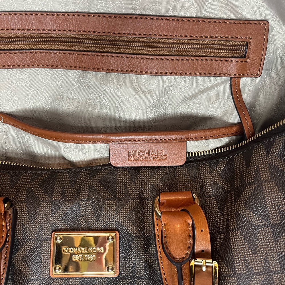 Michael Kors Dark Brown Monogram Duffel Bag Weekender - Picture 9 of 16